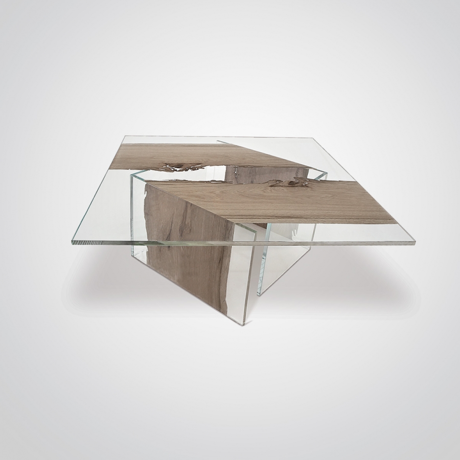 Coffee table CONTINUO by BRICALE™ - Venice Briccola wood and glass